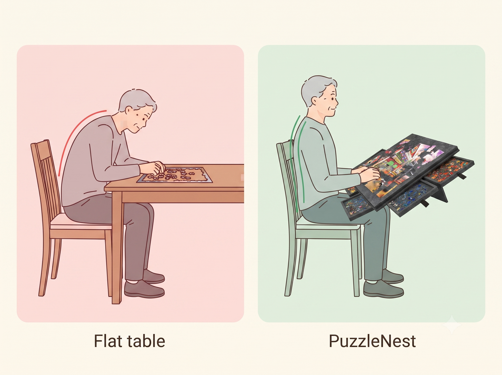 PuzzleNest Tilting Puzzle Board — 6 Sorting Drawers, Felt Cover & Stand