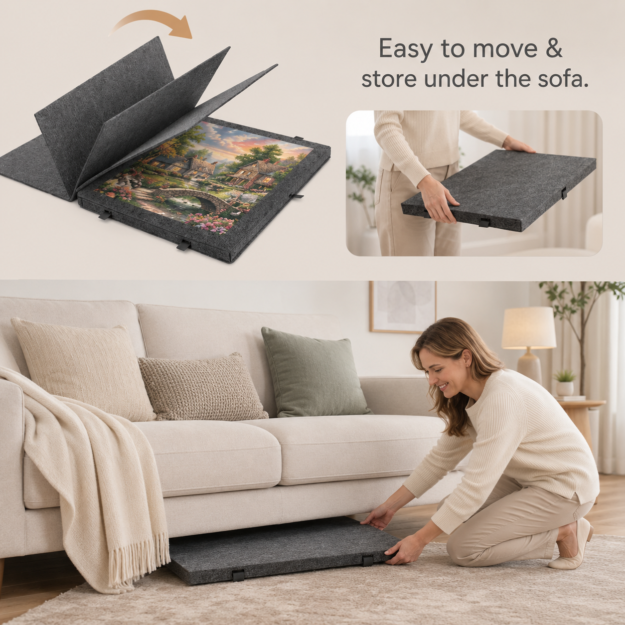 PuzzleNest Tilting Puzzle Board — 6 Sorting Drawers, Felt Cover & Stand