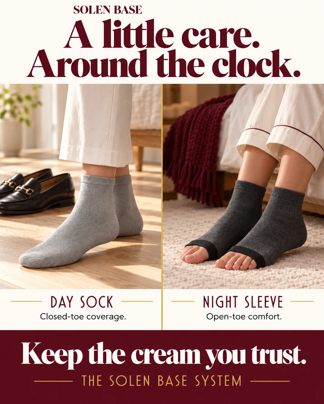 Day Sock and Night Sleeve — a little care, around the clock