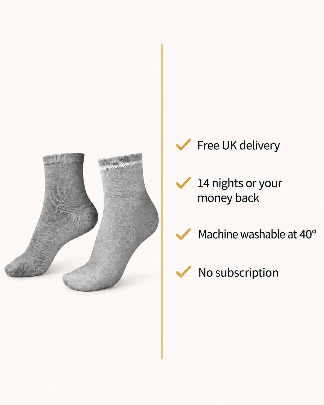 Free UK delivery, 14 nights, washable, no subscription